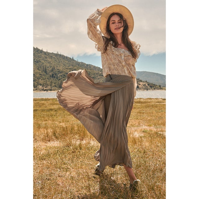 Pleated wrap clearance maxi skirt